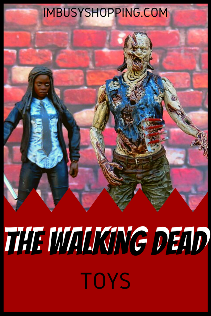 Pin showing the text The Walking Dead Toys with an image of two The Walking Dead toys