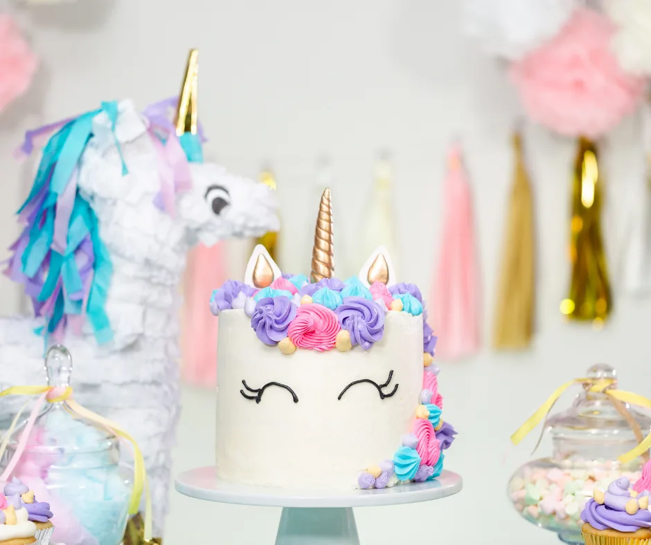 unicorn themed dollar store birthday decor