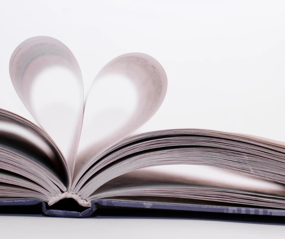 teen romance book with heart shaped folded page
