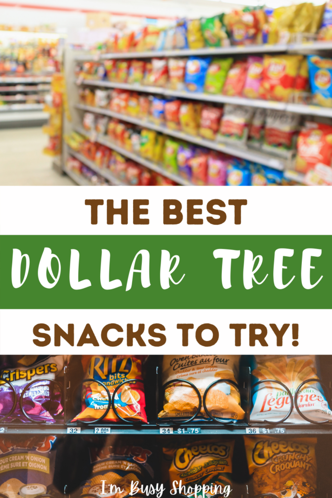 Pin showing the title Best Dollar Tree Snacks to Try