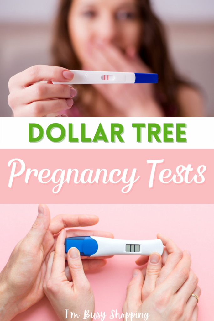 Pin showing the title Dollar Tree Pregnancy Test