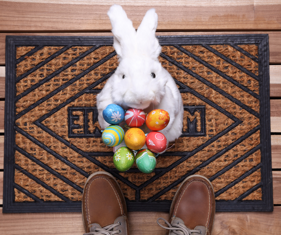 Bunny Holding Easter Eggs