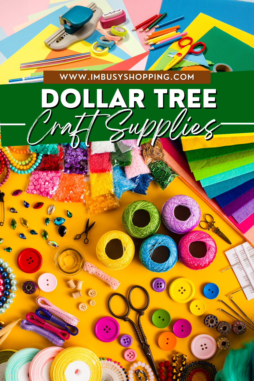 Pin image showing the title Dollar Tree Craft Supplies