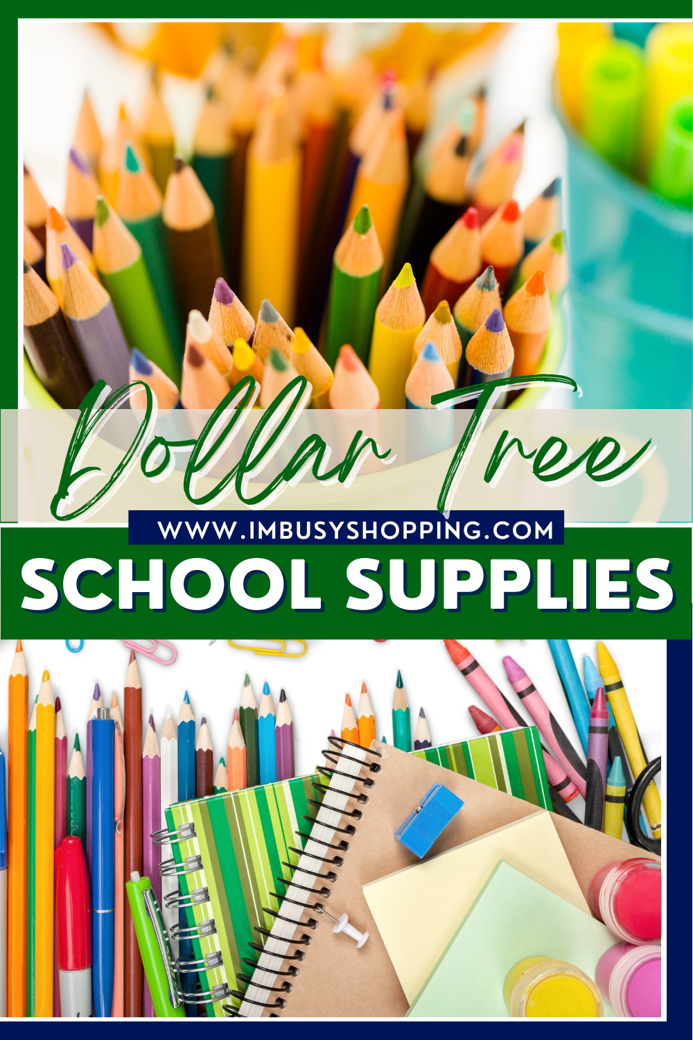 Pin  showing the title Dollar Tree School Supplies